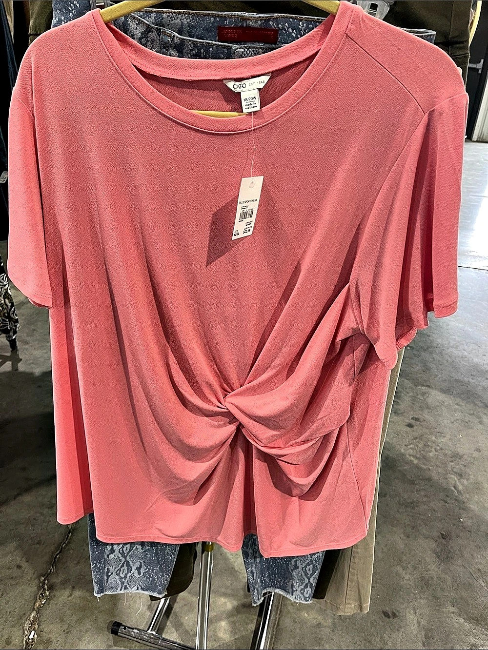 Cato Womans Twist Front Blouse 15in Pink Size 18/20 NWT